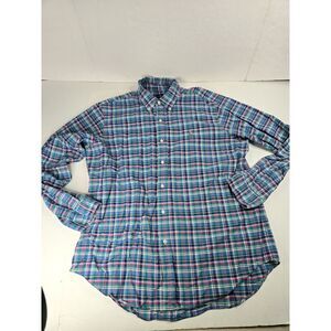 Men Polo Ralph Lauren Plaid Shirt XL‎ Long Sleeve CLASSIC FIT Vintage Flesh Pony